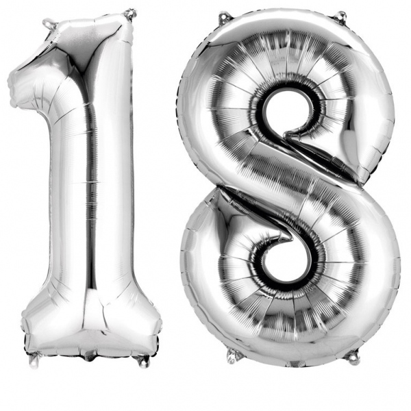 Ballon aluminium anniversaire 18 ans argent x1 