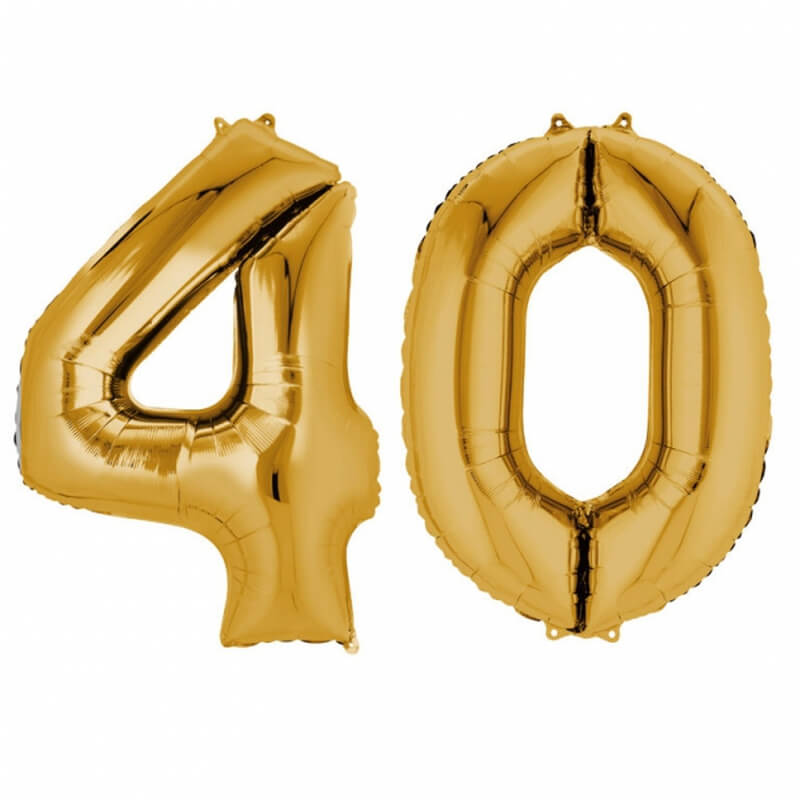 Ballons mylar or anniversaire chiffre 40 ans