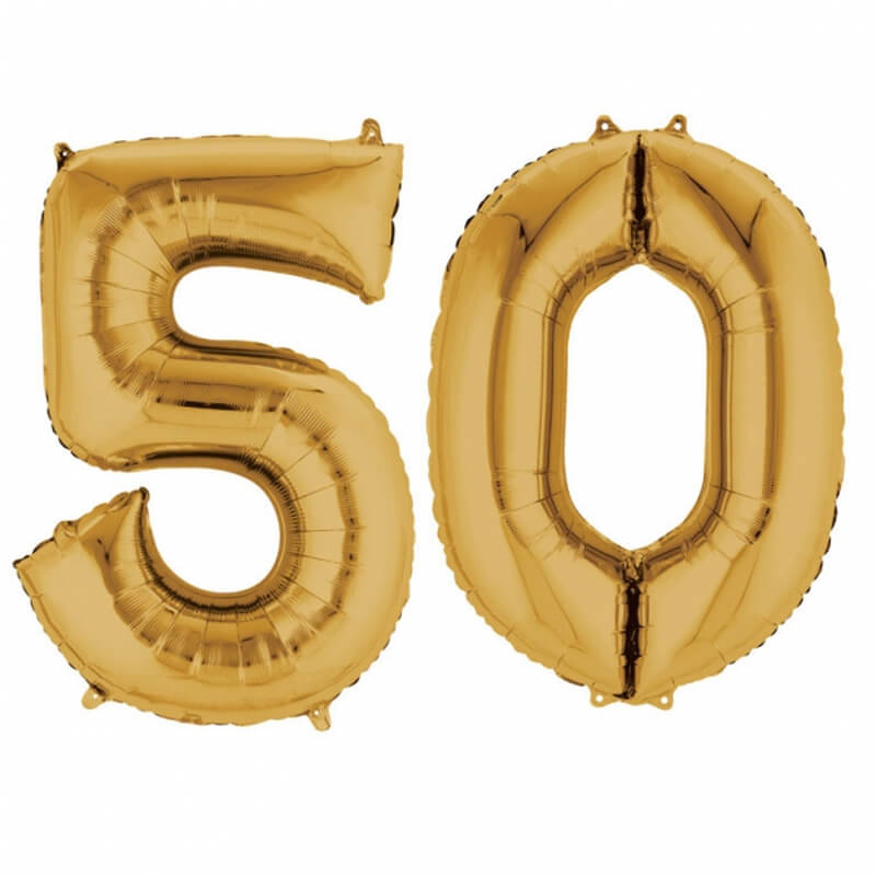 Sachet de 10 Ballons Jubilé "50 ans"  25cms couleur panachées