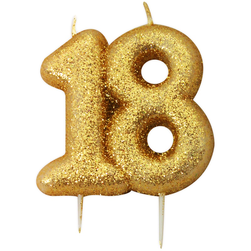 Gâteau D'anniversaire De 18 Ans Avec Bougies Allumées Et Bannière D' anniversaire De Confettis