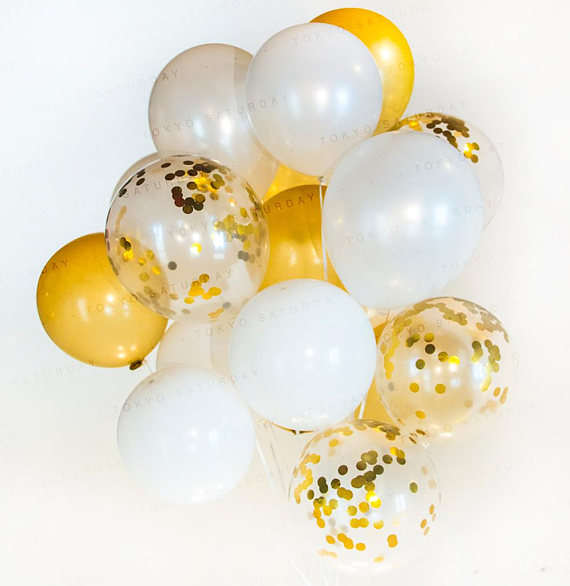 Bouquet Ballons Baudruche Biodégradable Blanc & Or