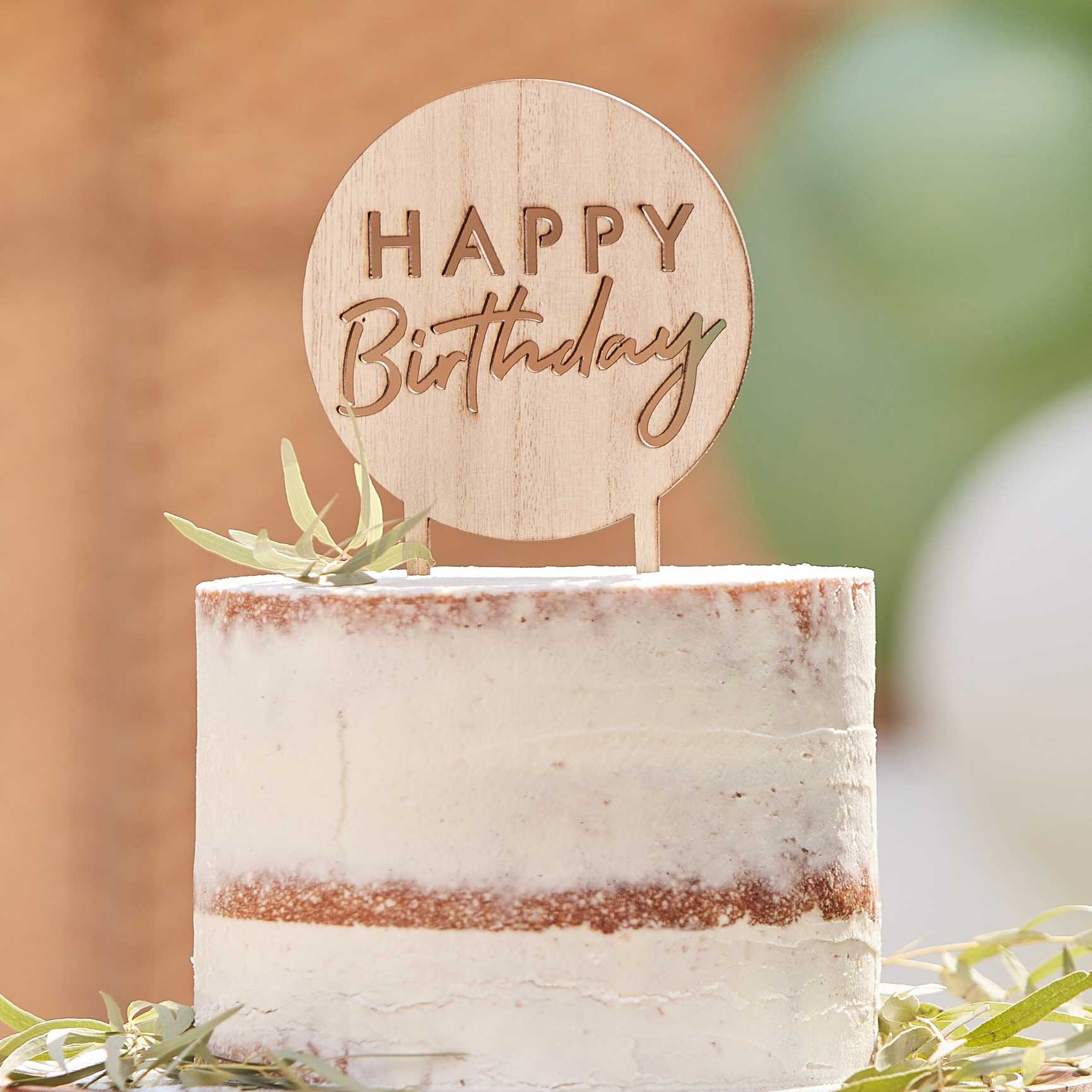 Cake Topper Happy Birthday en bois