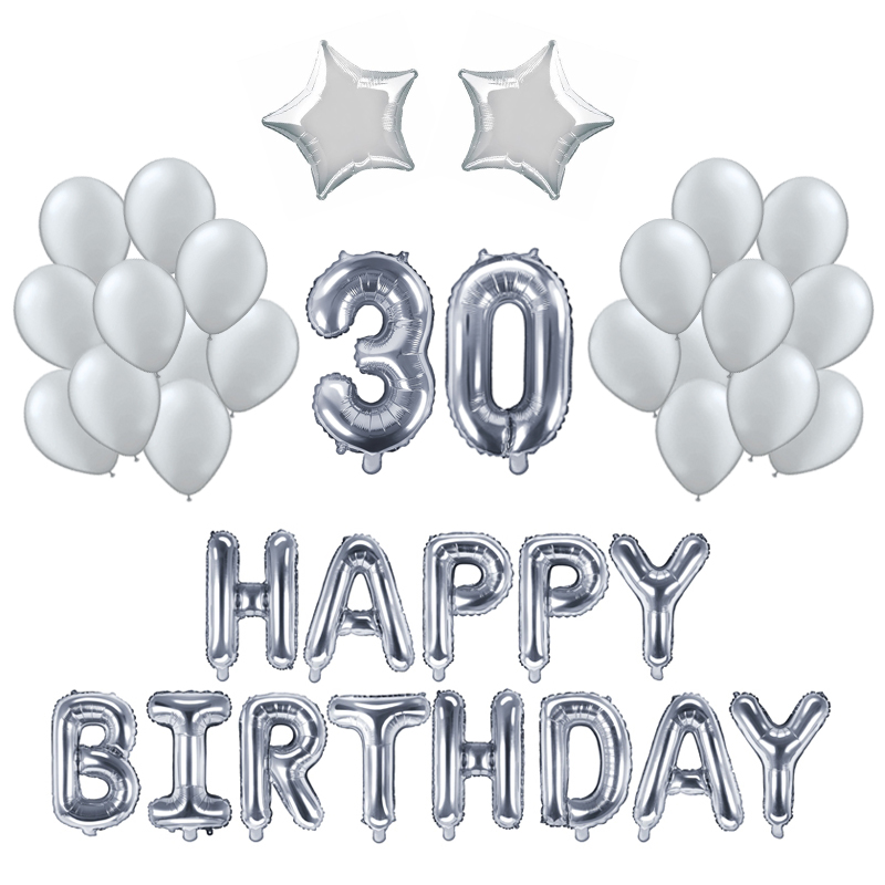 kit decoration anniversaire 30 ans Kit Anniversaire 30 Ans Ballons Argent X21 Hollyparty Com kit decoration anniversaire 30 ans