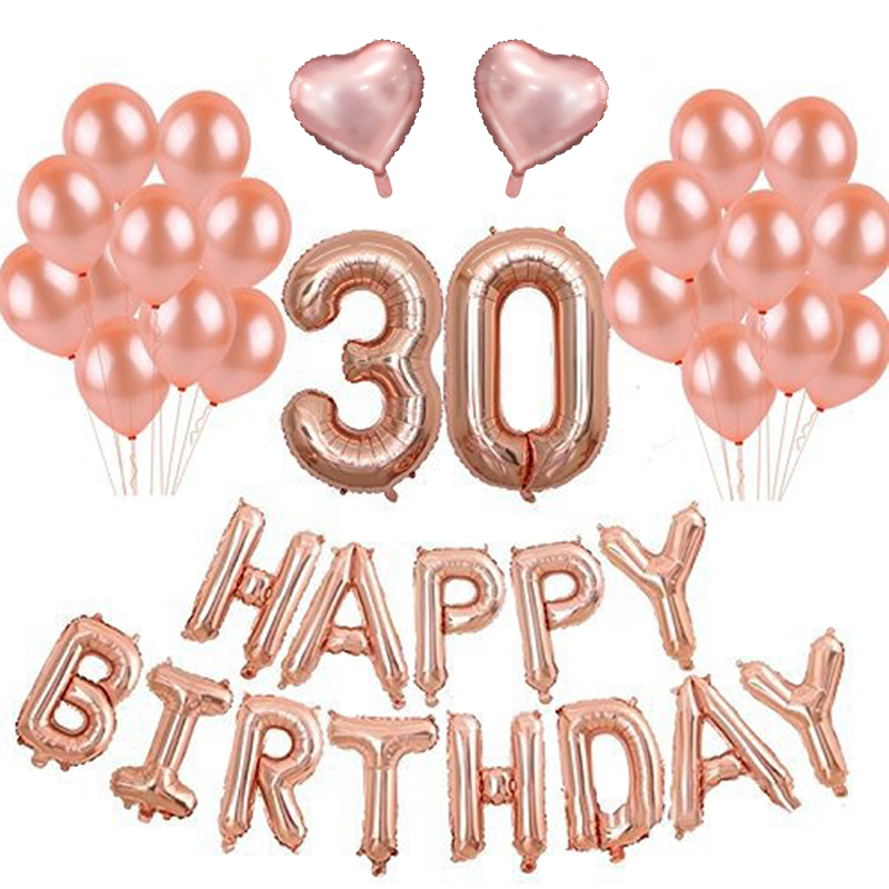 Kit Anniversaire Ballons Rose Gold 30 Ans Hollyparty Com