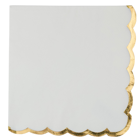Serviettes en papier Blanc & Lisière Doré