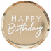 Assiettes en carton Rond Happy Birthday Or (x8)