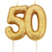 Bougie anniversaire or paillet 50 ans