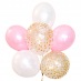 Bouquet Ballons Latex Rose, Blanc & Or