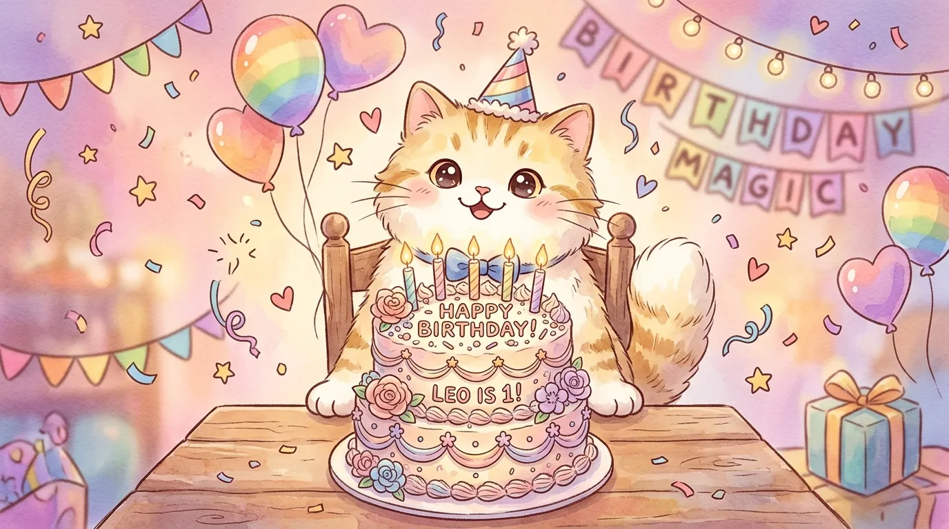Cat anniversaire ans : cartes et dessins mignons