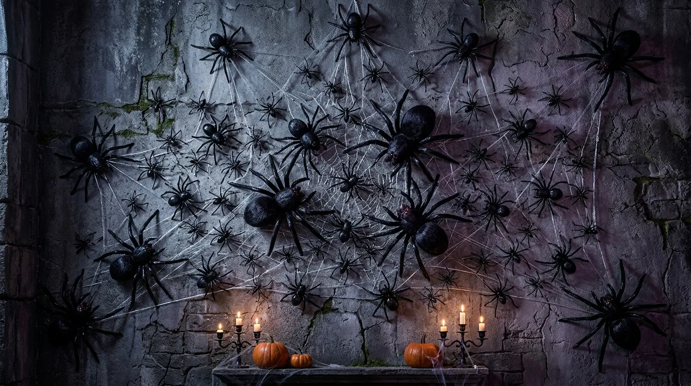 Lot araignées halloween : idées décoration murale