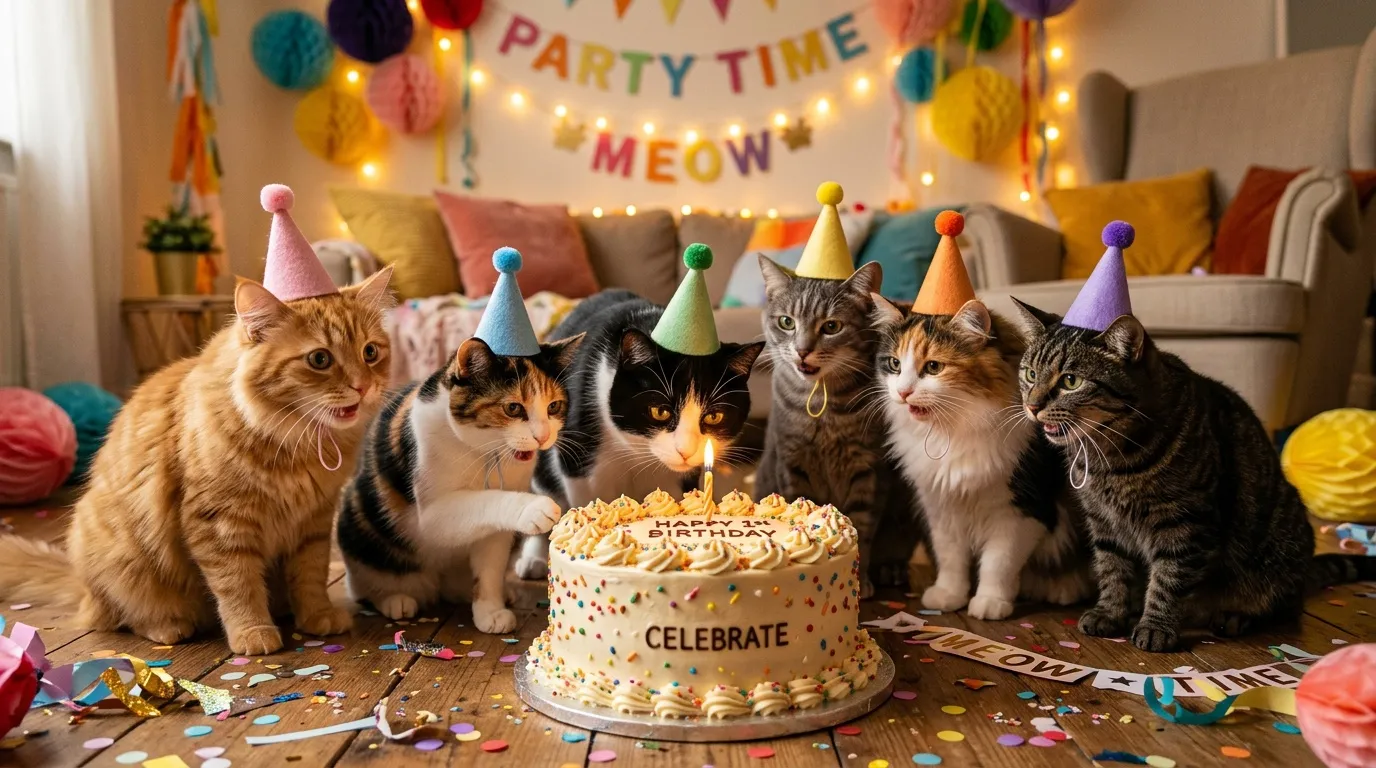 Cat anniversaire : vidéo chats joyeux