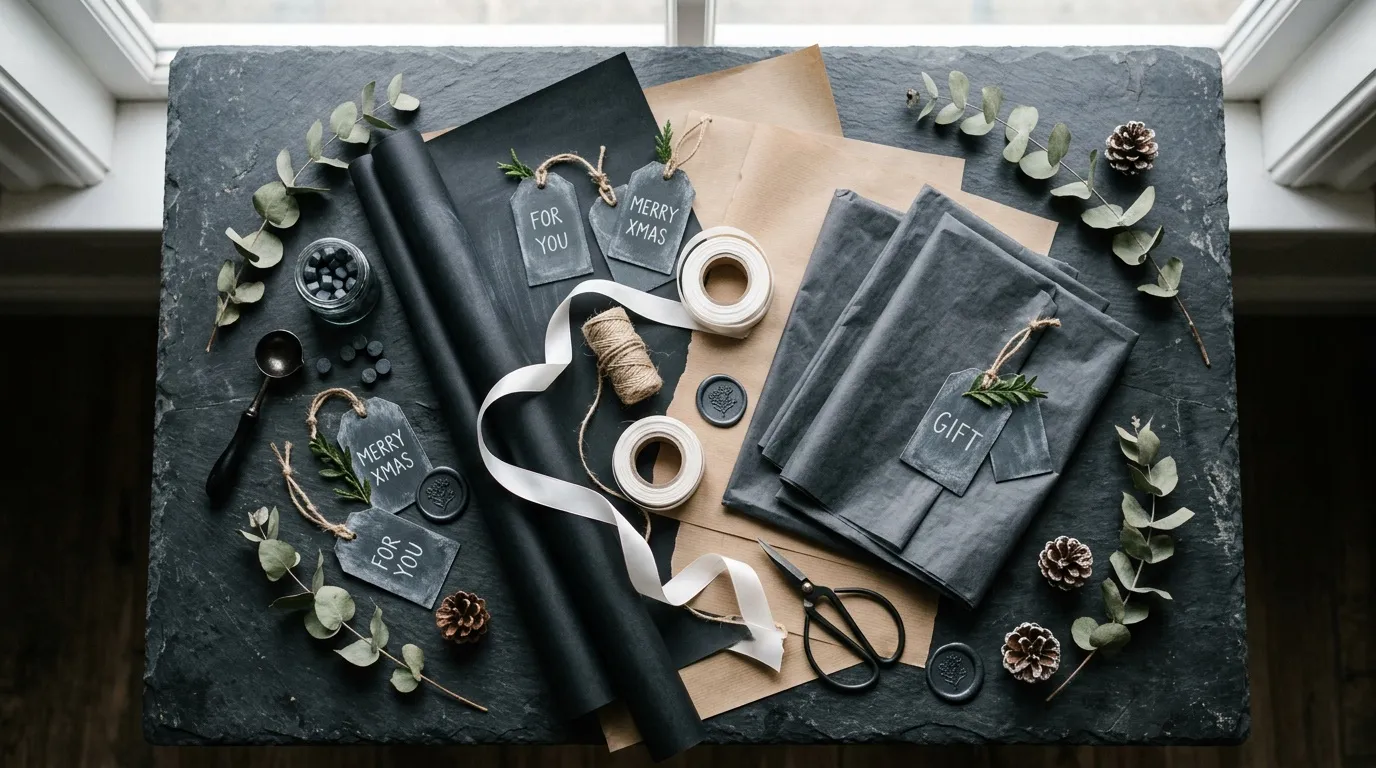 Kit emballage cadeau effet ardoise