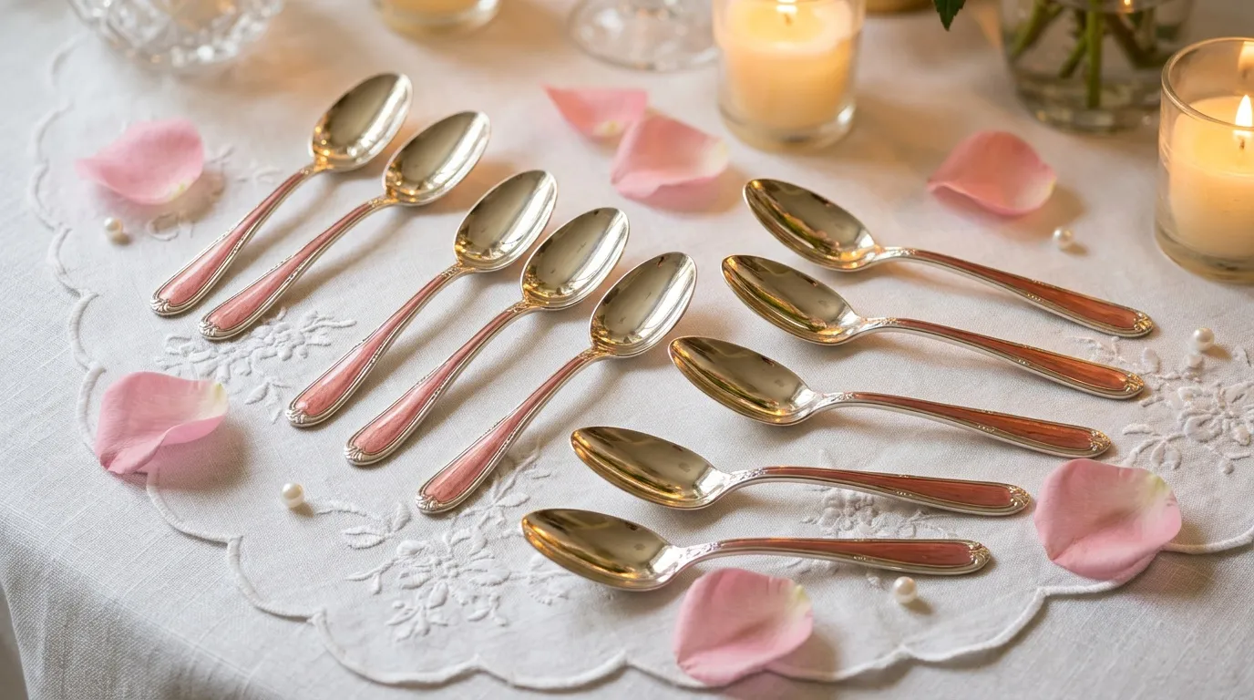 Cuillères à dessert rose : art de table élégant
