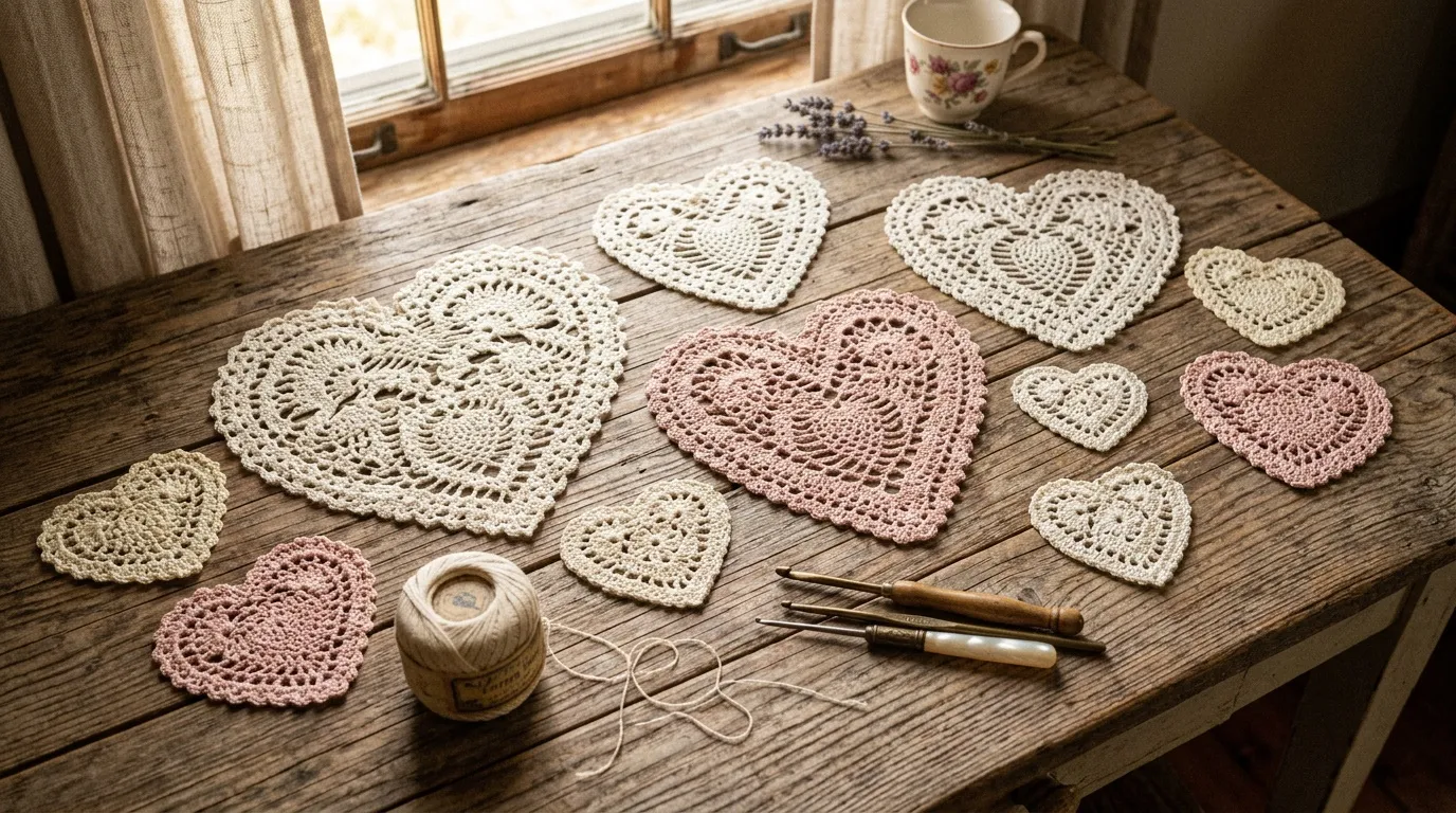 Napperons cœur : tailles et modèles au crochet