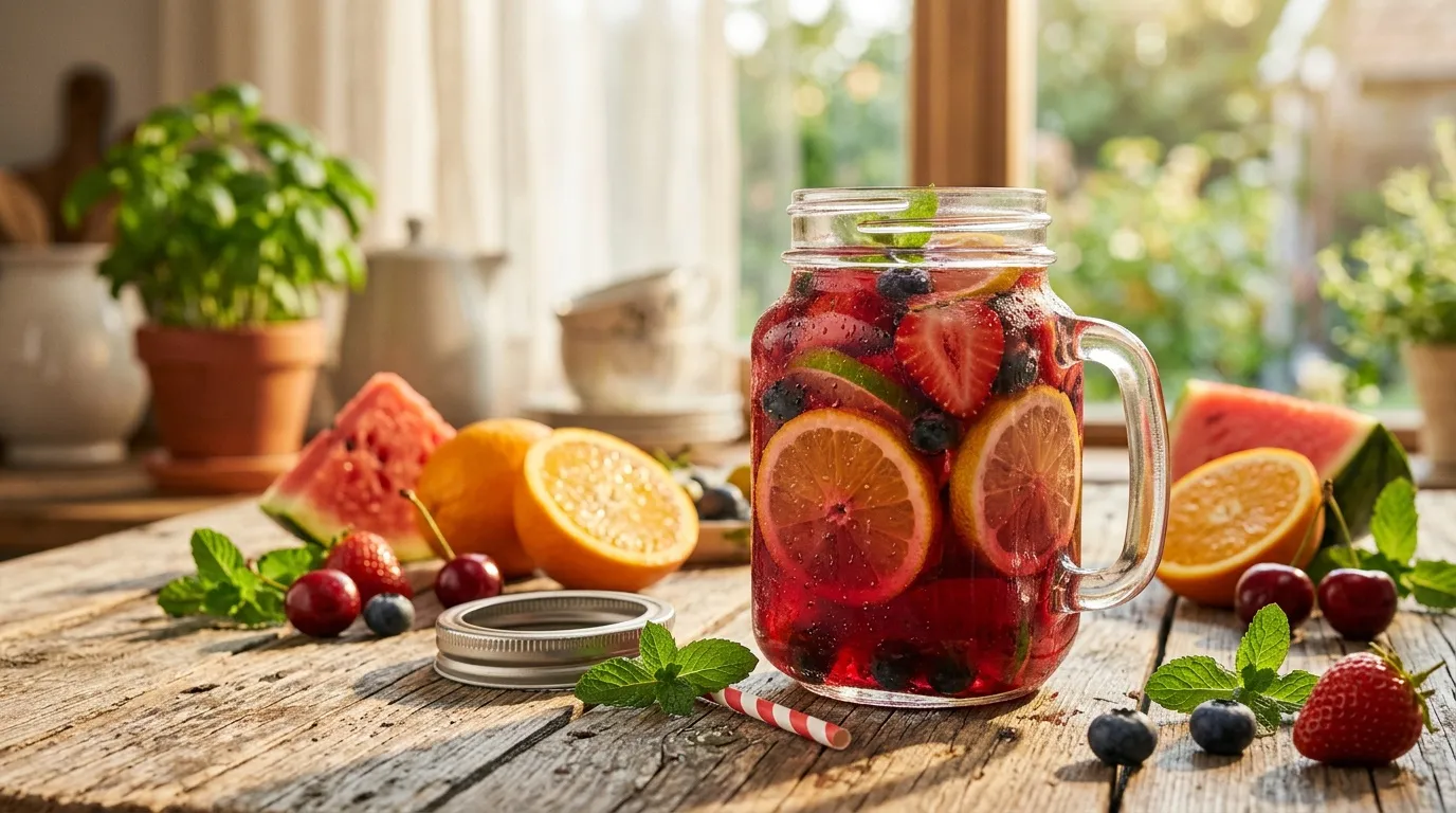 Mason jar art pot verre fruit punch