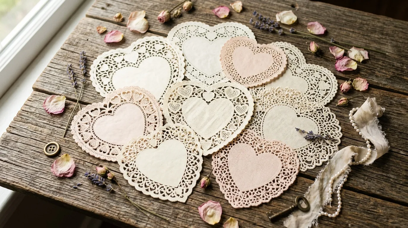 Napperons papier cœur vintage : tous les styles