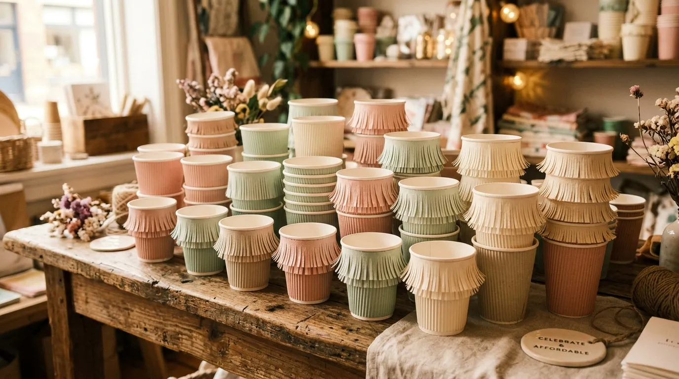 Gobelets carton frange : achat pas cher