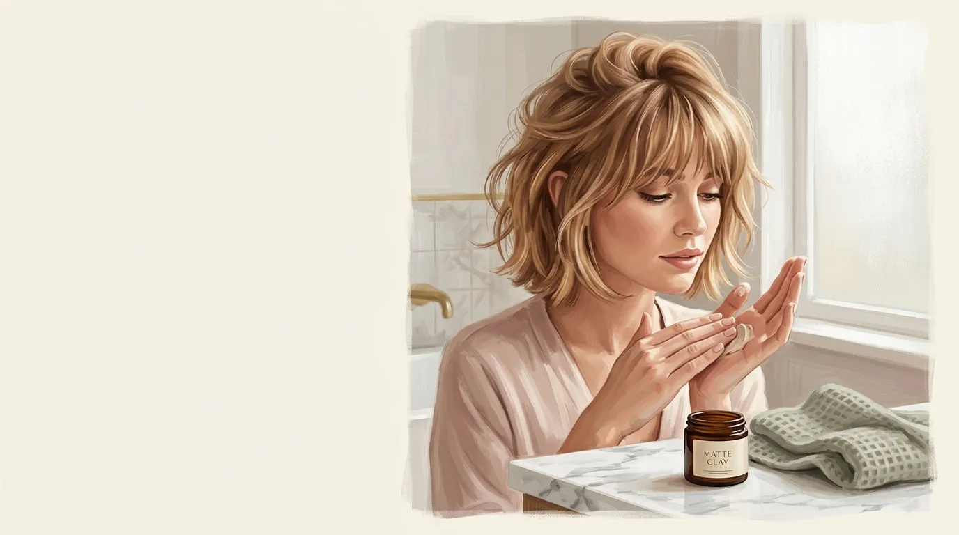 Femme appliquant un masque d'argile matte sur son visage