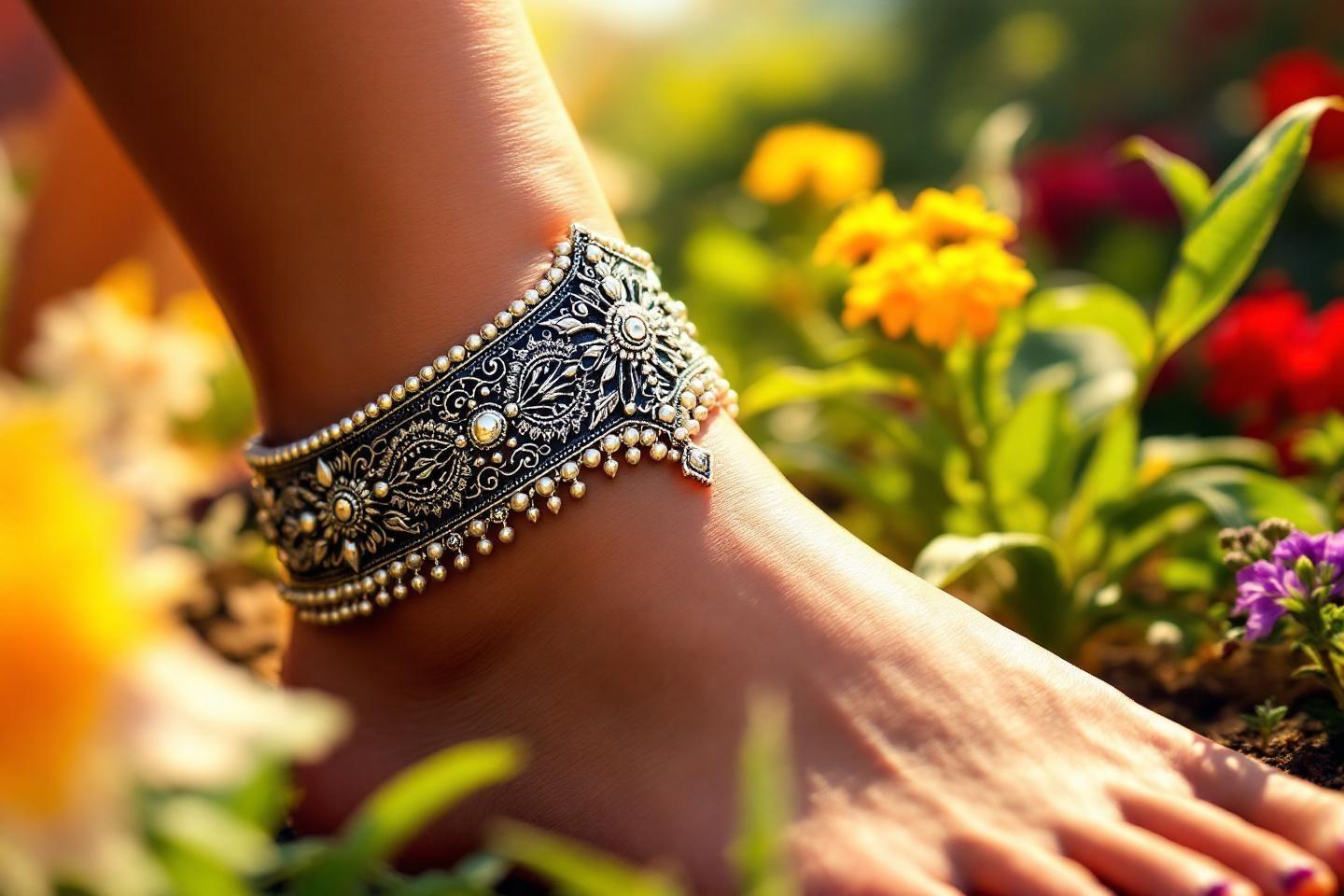 Bracelet de cheville indien en argent | bijoux traditionnels et chaînes de cheville