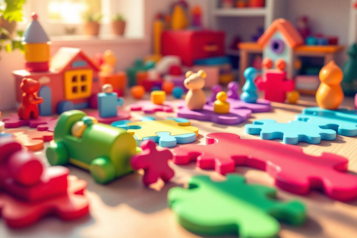 Ensemble de blocs jouets multicolores &eacute;parpill&eacute;s sur une surface
