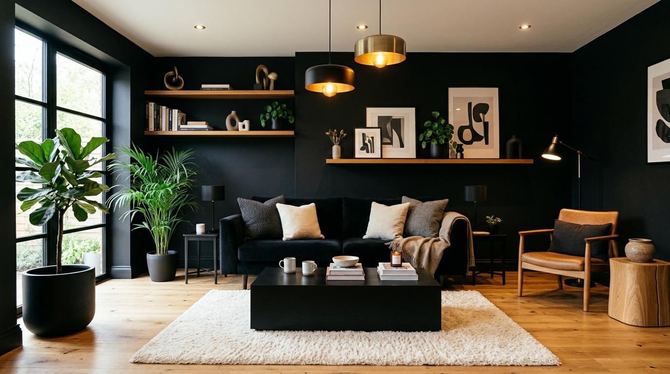 Idées déco salon noir et bois : 20 photos et inspirations