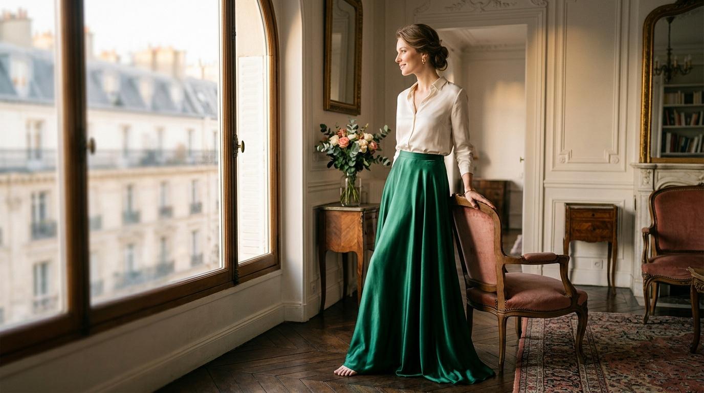 Jupes longues en satin pour femme