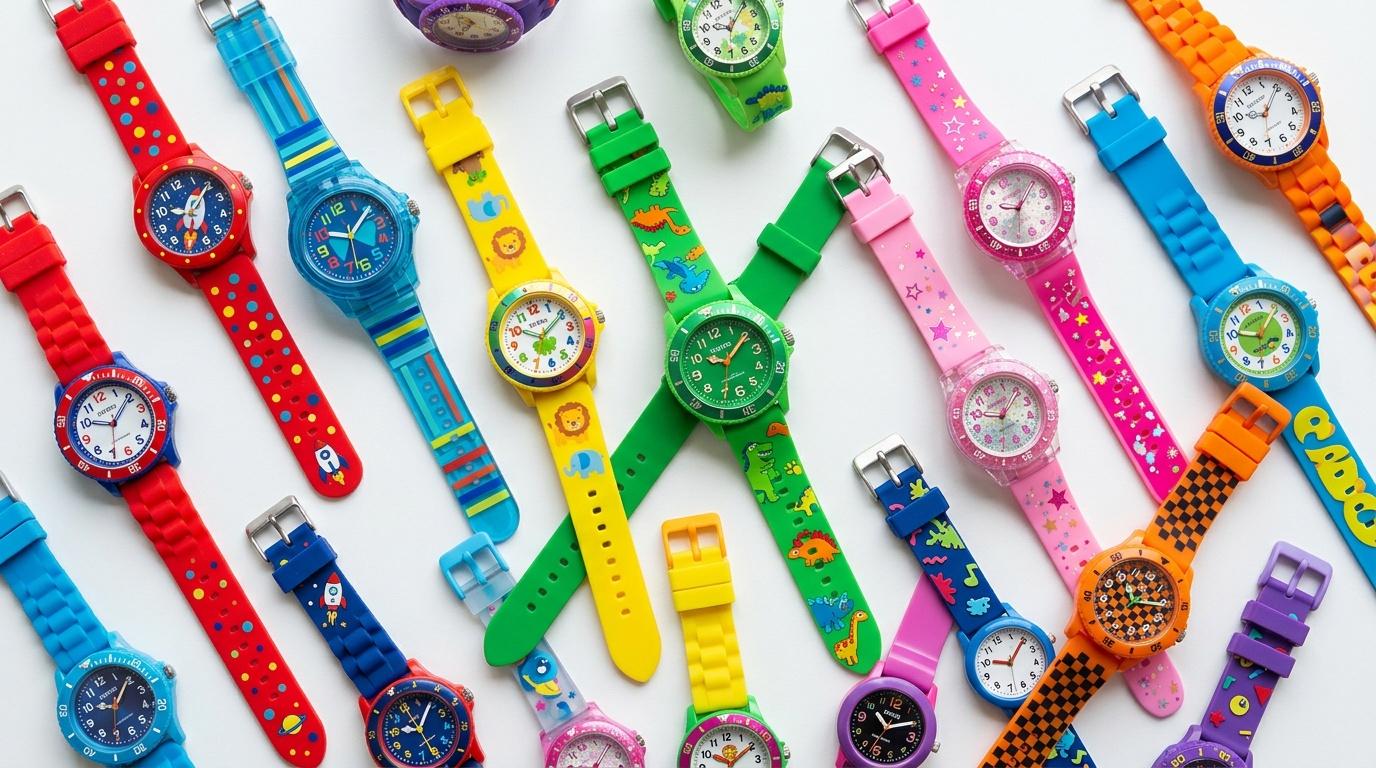 Montres enfants colorées et multicolores pour fille et garçon