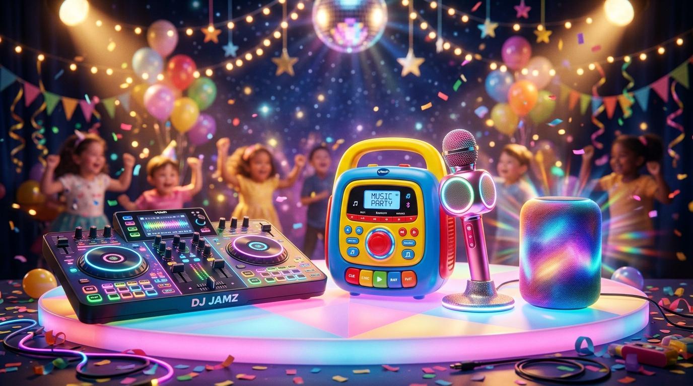 &Eacute;quipement musical jouet avec enfants dansant &agrave; la f&ecirc;te