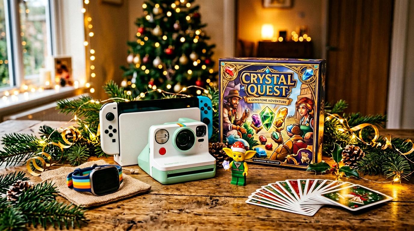 Jeux et appareils &eacute;lectroniques entour&eacute;s de d&eacute;corations de No&euml;l