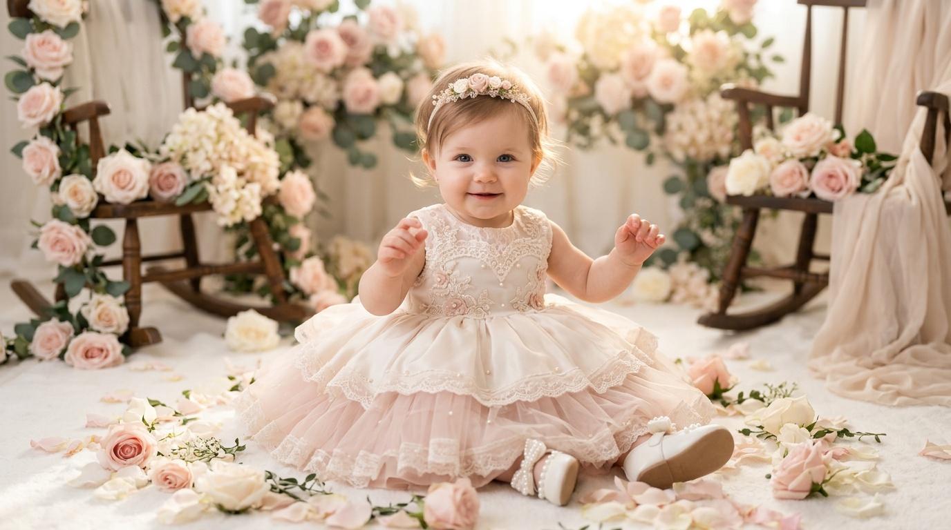 Robe bébé fille anniversaire 1 an : tenue de cérémonie