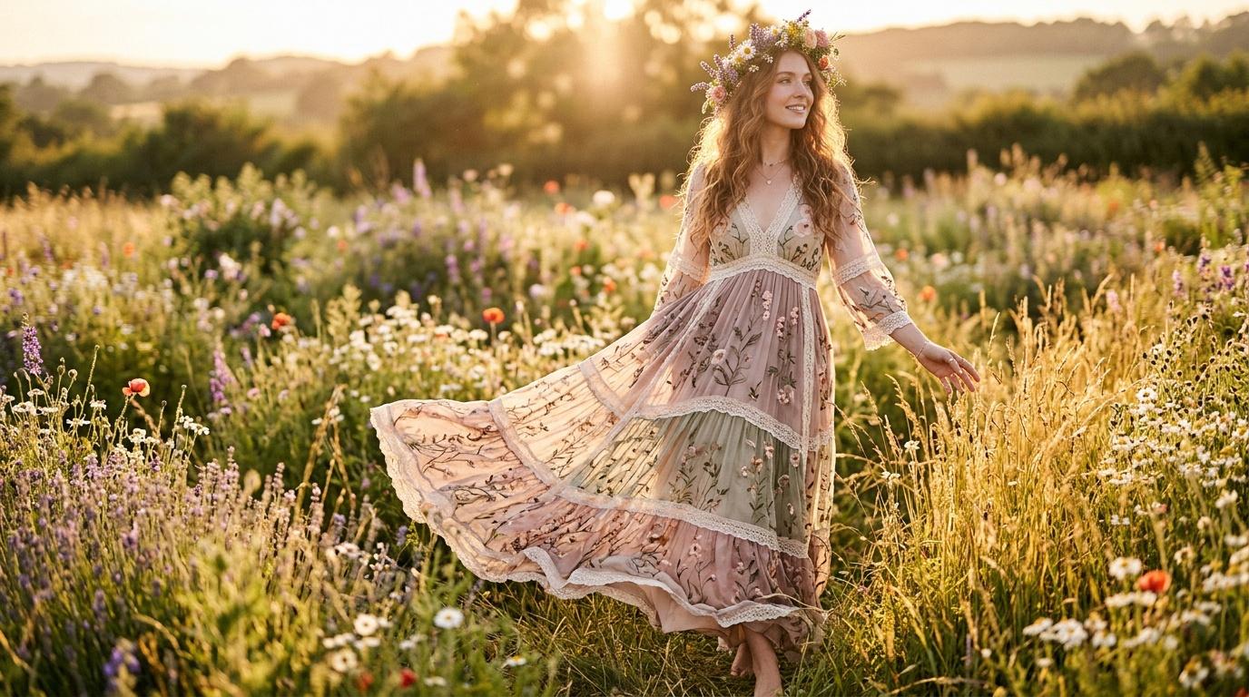 Robe bohème longue fleurie : les plus belles robes longues à fleurs bohèmes