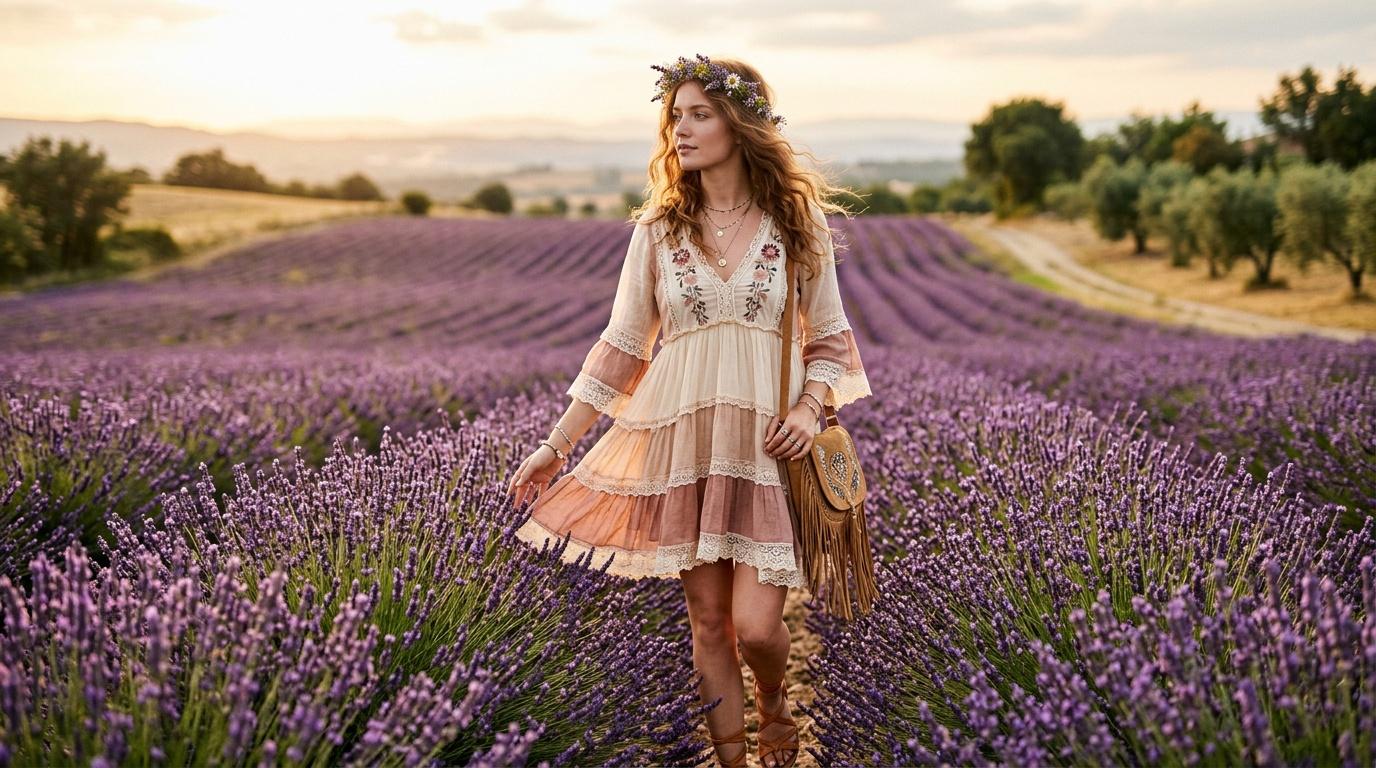 Robe courte bohème chic femme