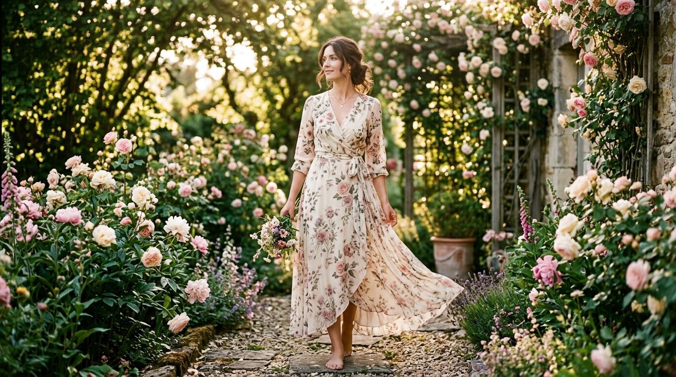 Robe portefeuille fleurie femme à imprimé fleurs