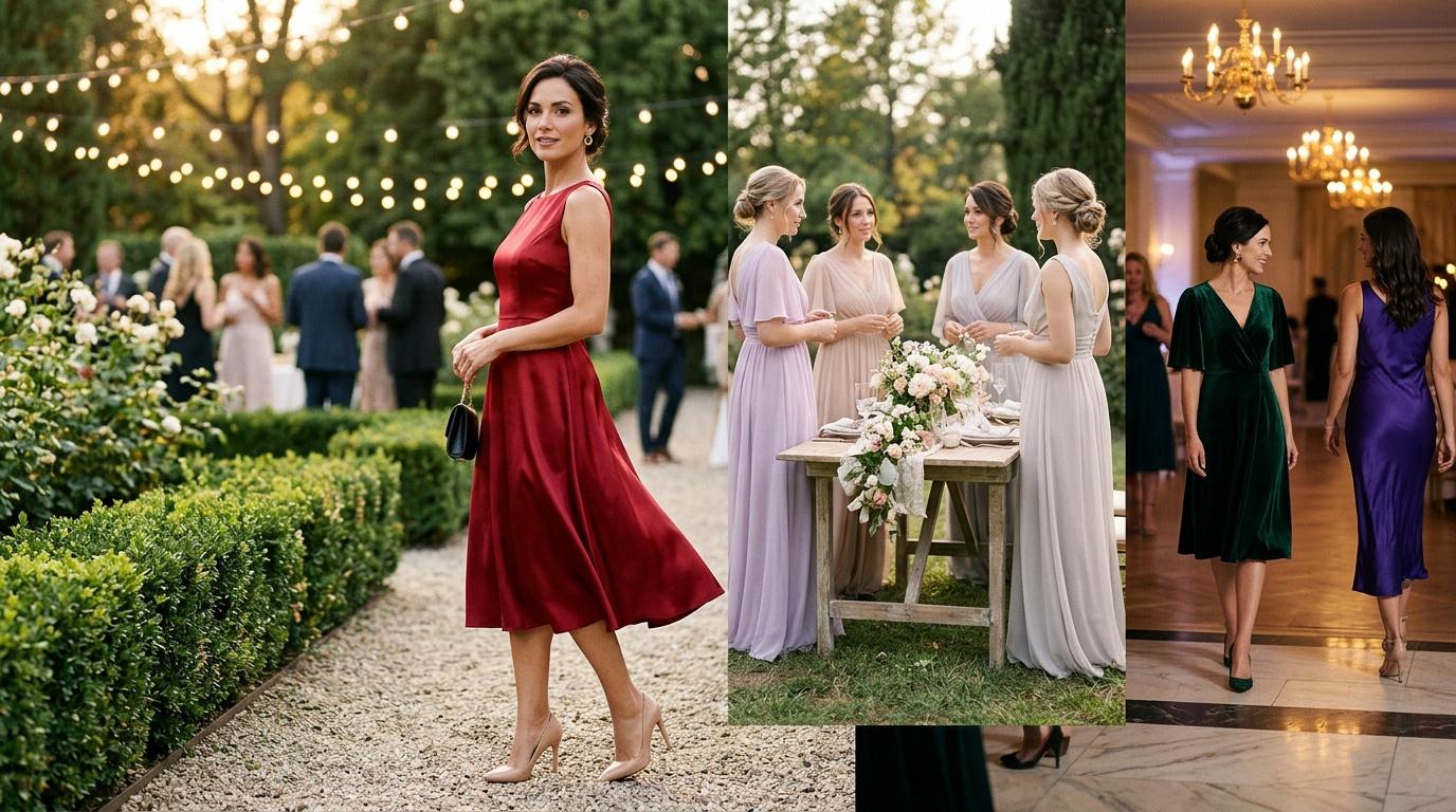 Femmes &eacute;l&eacute;gantes en robes color&eacute;es lors d'un mariage