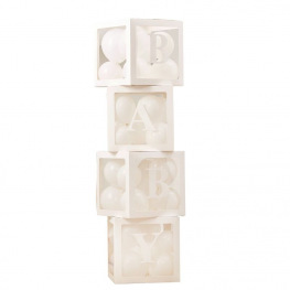 Kit 4 Cubes BEBE ou BABY avec 40 mini ballons 