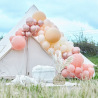 Arche de 120 Ballons organiques Pche, Rose Gold et Corail