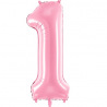 Ballon Mylar Aluminium Chiffre 1 Rose Pastel (Gant)