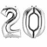 Ballons Mylar Aluminium Chiffre 20 ans Argent 