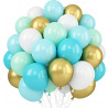 Bouquet de 25 ballons Bleu Turquoise & Or 