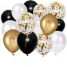 Bouquet de Ballons Noir, Blanc & Or (x14)
