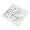 Serviettes papier Oh Baby Blanc & Or (x16) 