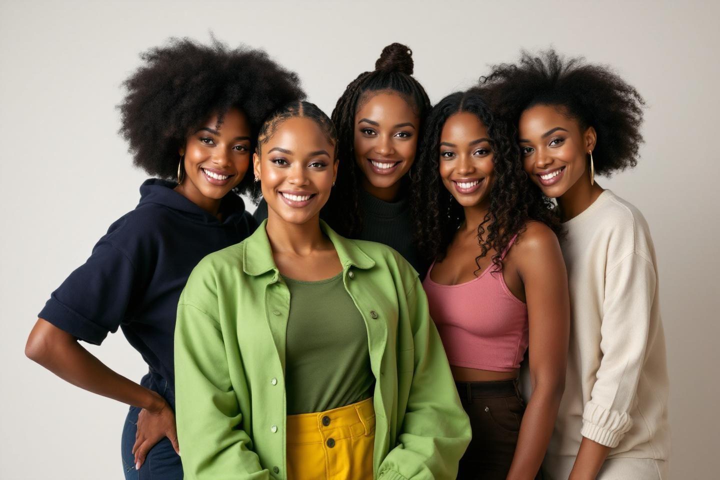 Groupe de femmes joyeuses portant des couleurs diff&eacute;rentes