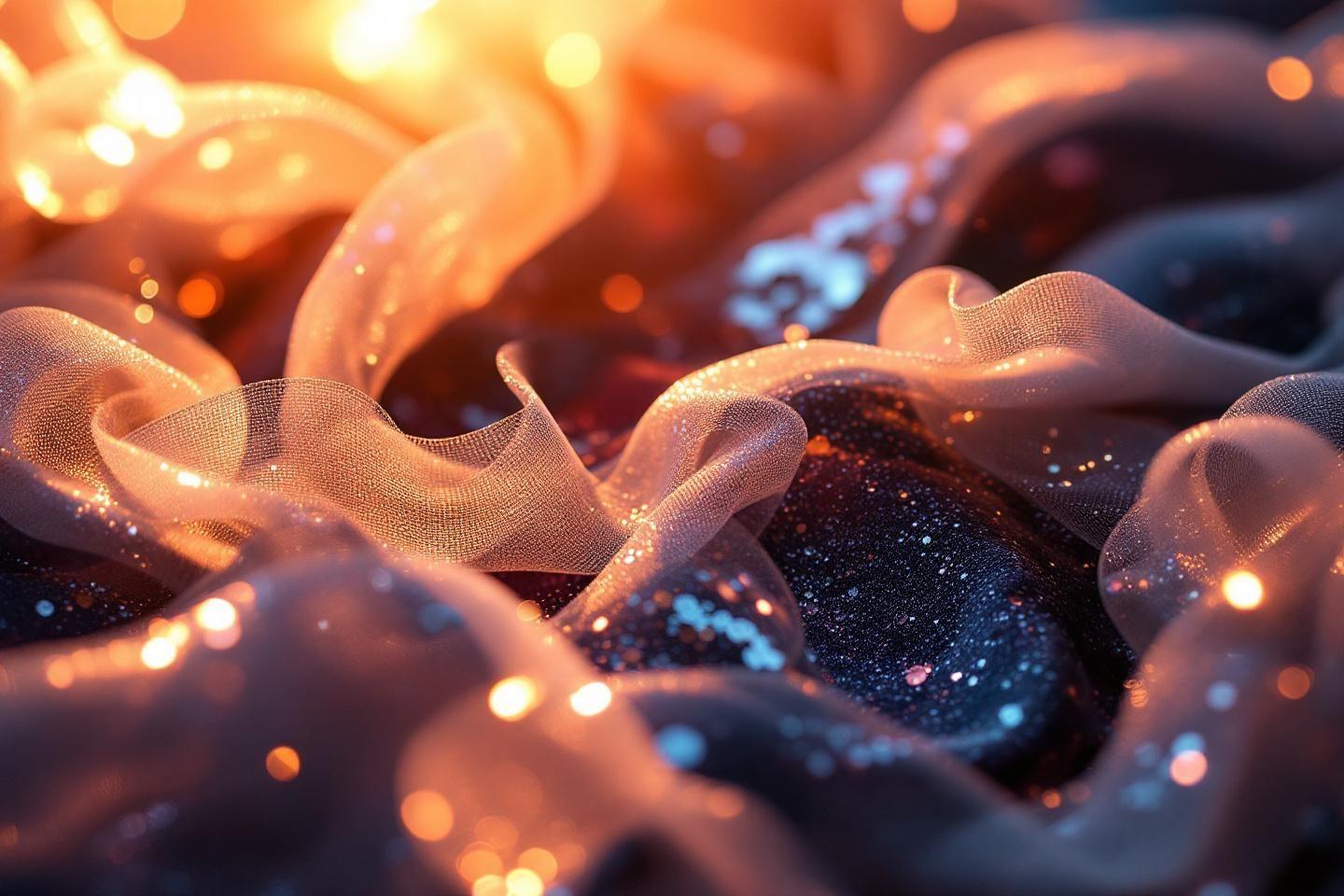 Tissus transparents ondulants avec des &eacute;tincelles lumineuses