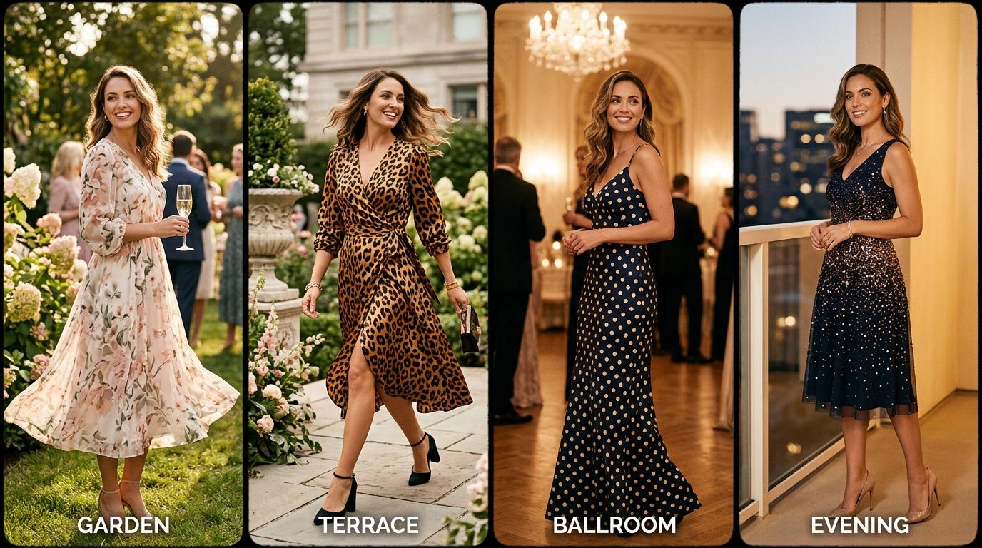 Quatre femmes v&ecirc;tues &eacute;l&eacute;gamment pour diff&eacute;rents &eacute;v&eacute;nements